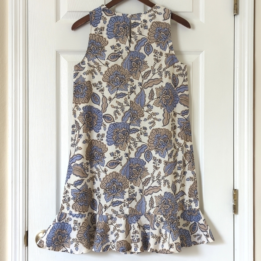 Tommy Hilfiger Provincial Paisley Linen Blend Sleeveless Flounce Hem Mini Dress - Picture 9 of 12